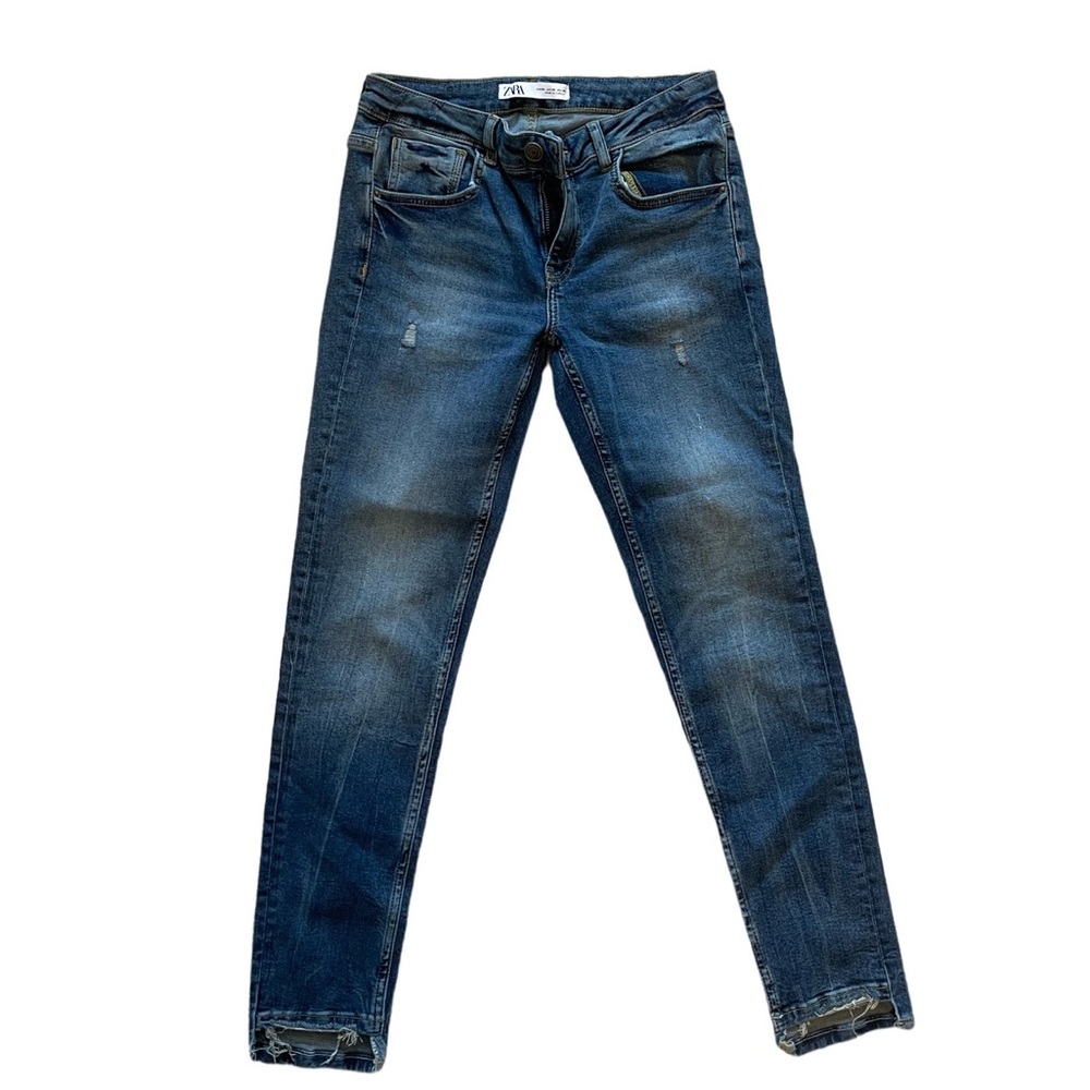 Zara Dark Wash Distressed Skinny Jeans